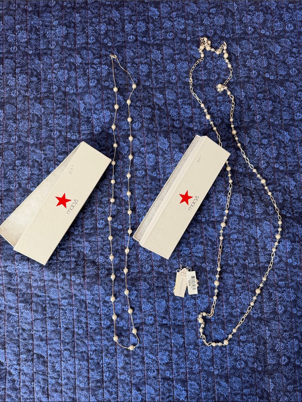 New with tags! Macy's Silver Pearl Necklaces two-for-one